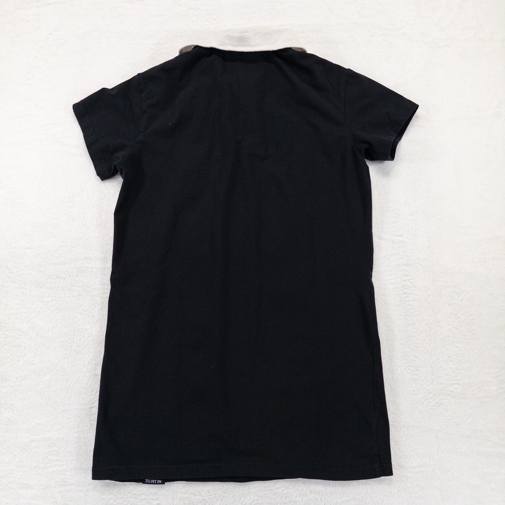 Killstar Womens Polo Shirt Size Medium Black White Resting Witch Face Goth * - Picture 3 of 9